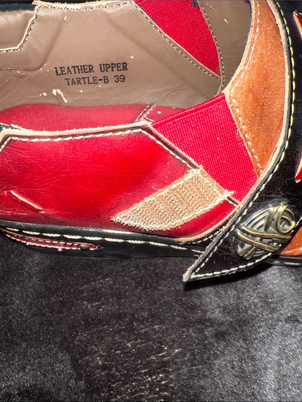 Spring Step Red, Black & Brown/Orange Leather Slip-Ons - Picture 7 of 9